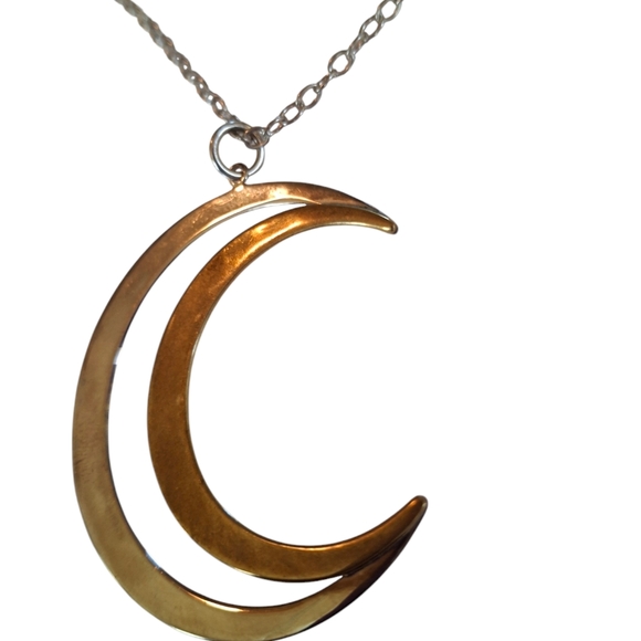 RLM Studio Robert Lee Morris sterling silver and brass open crescent moon pendan - Picture 8 of 12